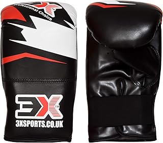 3x Sports Bag Gloves for Heavy Punching Training, Maya Synthetic Leather Punch Mitts for Boxing, Sparring, Kickboxing, Muay Thai, Martial Arts, MMA, Ideal for Focus Pads, Thai pad, Double End Speed