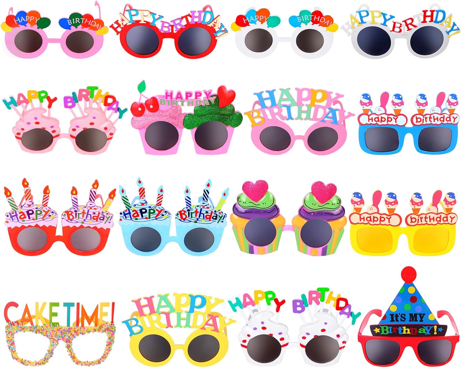 16 Pairs Happy Birthday Sunglasses Funny Photo Props Sunglasses Happy Birthday Party Novelty Sunglasses Sweet Cream Cake Glasses for Adults Birthday Party Favors - Image 8