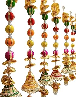 Decorative Door Hangings, 5-Line Gota Patti Latkan, Traditional Wedding Backdrop, Multicolour