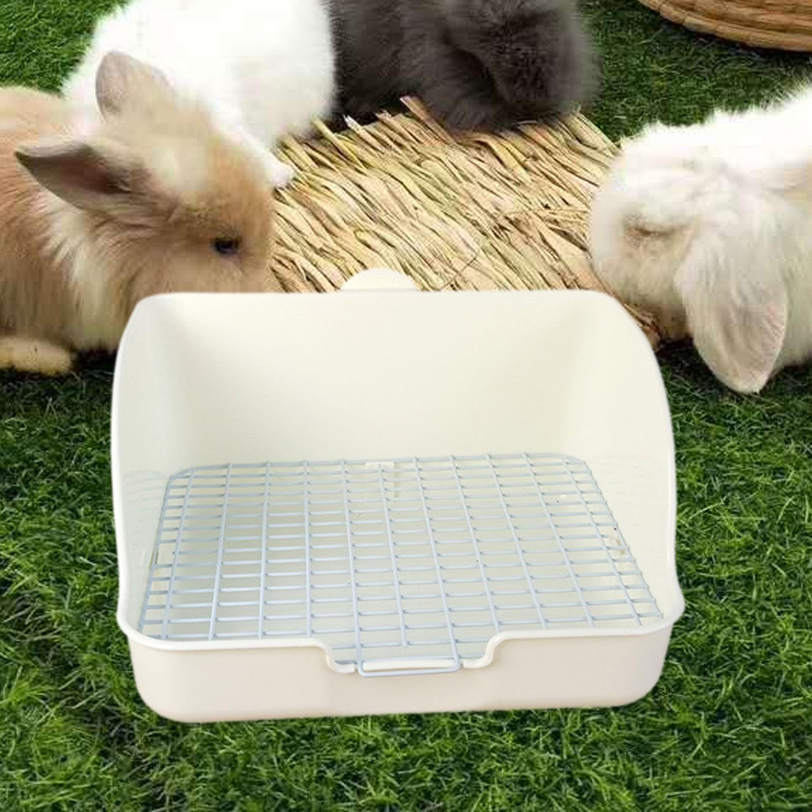 Kaninchentoilette Eckkäfigtoilette Kaninchen Töpfchen Kleintierklo Und Hasentoilette Als Platzsparendes Design für Die Käfigecke für Chinchillas Igel, Weiß