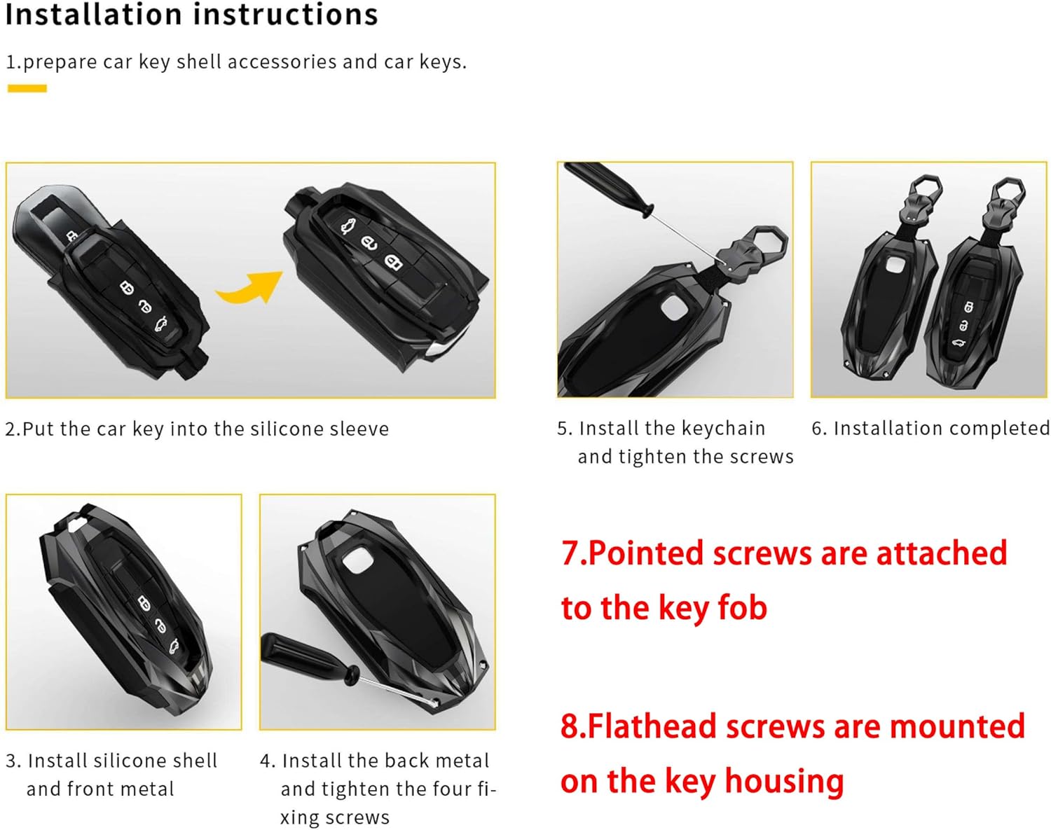for Chevy Key Fob Cover Compatible with 2019-2024 Silverado 1500 GMC Sierra 1500 5 Button with Keychain