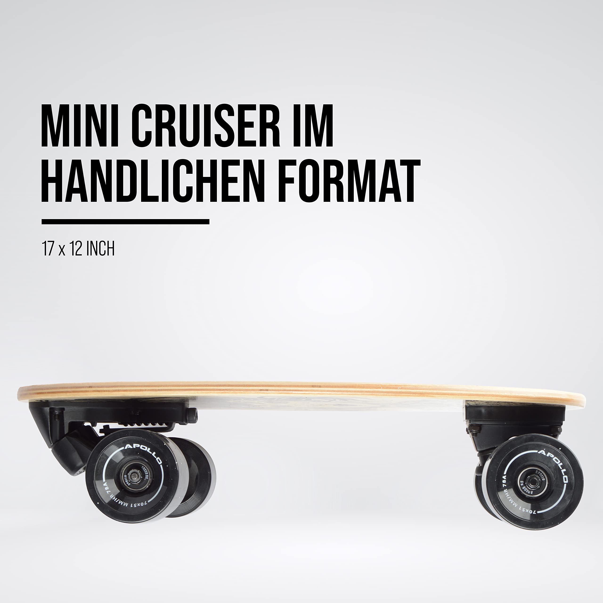 Apollo Barrel Board | Praktischer Cruiser für Pendler | Flink und kompakt | Mini Longboard für unterwegs | Perfekt für Anfänger | Smartes Brett für die City | Für Kinder und Erwachsene