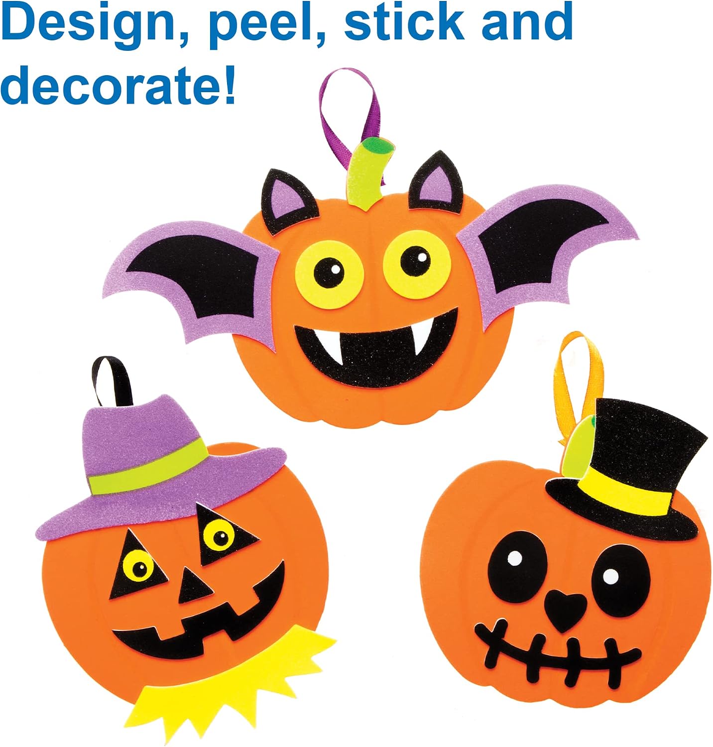 Baker Ross Pumpkin Decoration Craft Kit - Pack of 8, Halloween Craft Activities, Make Your Own Decorations, Pumpkin Crafts for Kids (FE768)