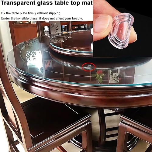 Miniatura 7 de SAGIDAR Vidrio templado redondo, tablero de mesa transparente, mesa redonda de vidrio, vidrio transparente de alto brillo, tapas de vidrio para mesa