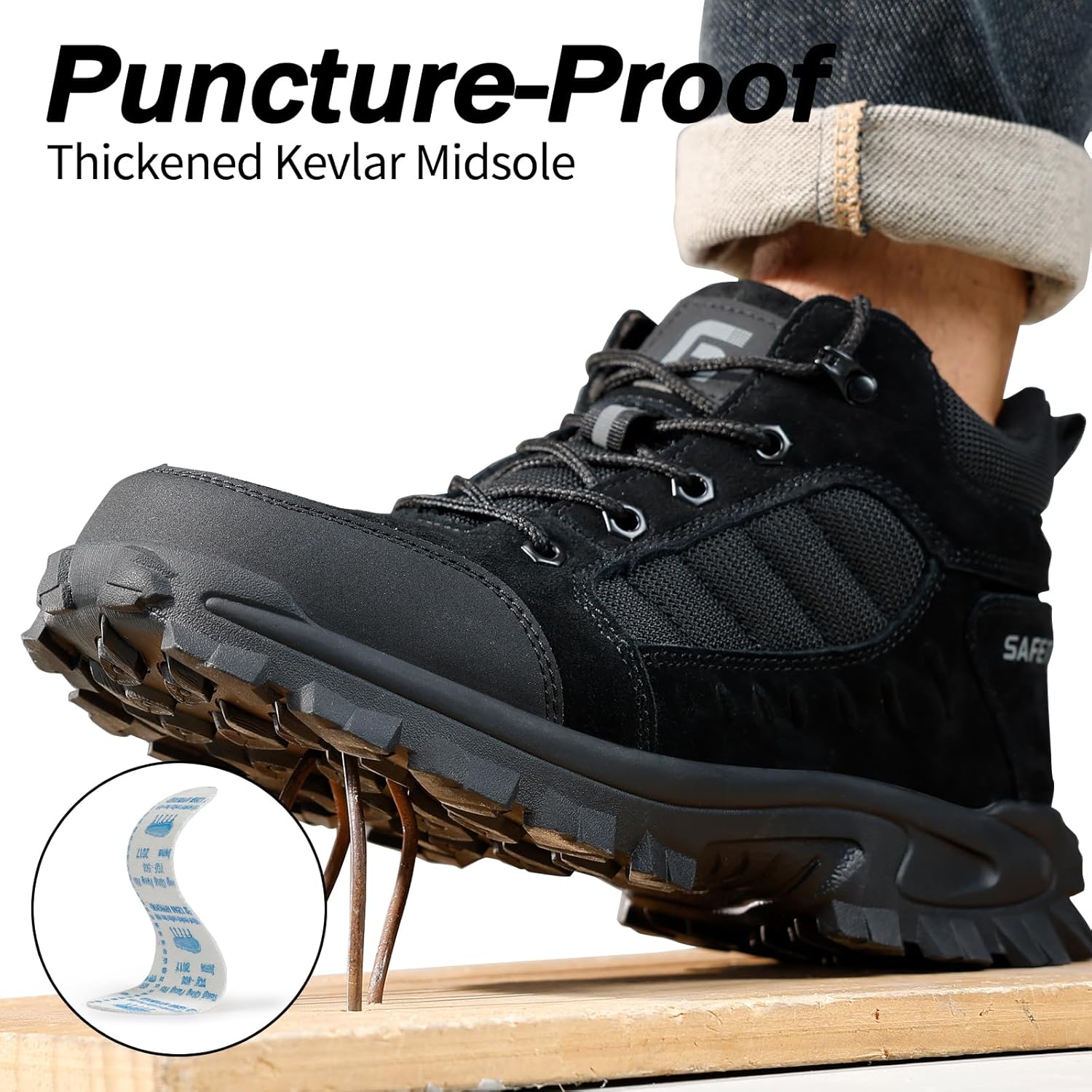 Steel Toe Boots for Men Puncture Resistant Safety Work Boots with Kevlar Midsole Industrial Lightweight Men's Work & Utility Protective Shoes for Construction Warehouse Factory - Image 4