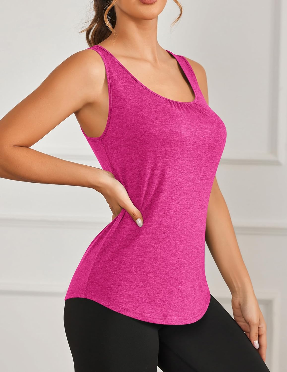 PINSPARK Workout Tops for Women Racerback Tank Tops Sleeveless Athletic Running Shirts Lightweight Yoga Gym Tank,2 Pack S-3XL - Image 4