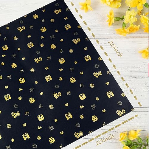 Miniatura 2 de Longerse 60 hojas de papel de seda negro dorado, papel de regalo con diseño de símbolo de dólar de corazón, 20 x 20 pulgadas, papel de seda de