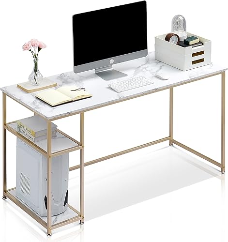 ivinta Escritorio para computadora, escritorio de oficina en casa con estantes de almacenamiento para sala de estar, dormitorio, oficina,