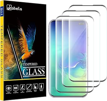 AKABEILA [3 Pack Screen Protector for Samsung Galaxy S10 Plus HD Tempered Glass Protective Film 9H Hardness Case Friendly Easy Installation Anti Scratch Bubble Free Black