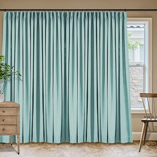 Miniatura 186 de Frelement Cortinas plisadas de lino de algodón extra anchas para oscurecer la habitación, 120 pulgadas de ancho x 96 pulgadas de largo, cortinas