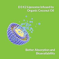 Vista 2 de UpNourish Vitamina liposomal D3 50000 UI (Vitamina D3 de 50000) con 1000 mcg de vitamina K, alta dosis de vitamina D3 K2, vitamina D 50000 UI