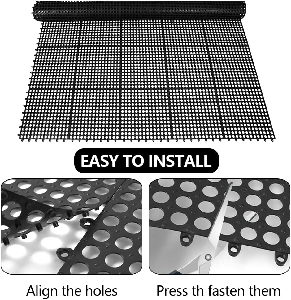 Plastic Ventilated Mattress Underlay Pad for RV Boat Camper - 83" L x 59" W Interlocking Modular Design, Breathable Mesh RV Under Mattress Ventilation Air-Flow (Black)