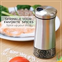 Vista 7 de Pimentero o salero con agujeros ajustables para verter – Elegante dispensador de especias de acero inoxidable – Perfecto para Himalaya, sal de mesa