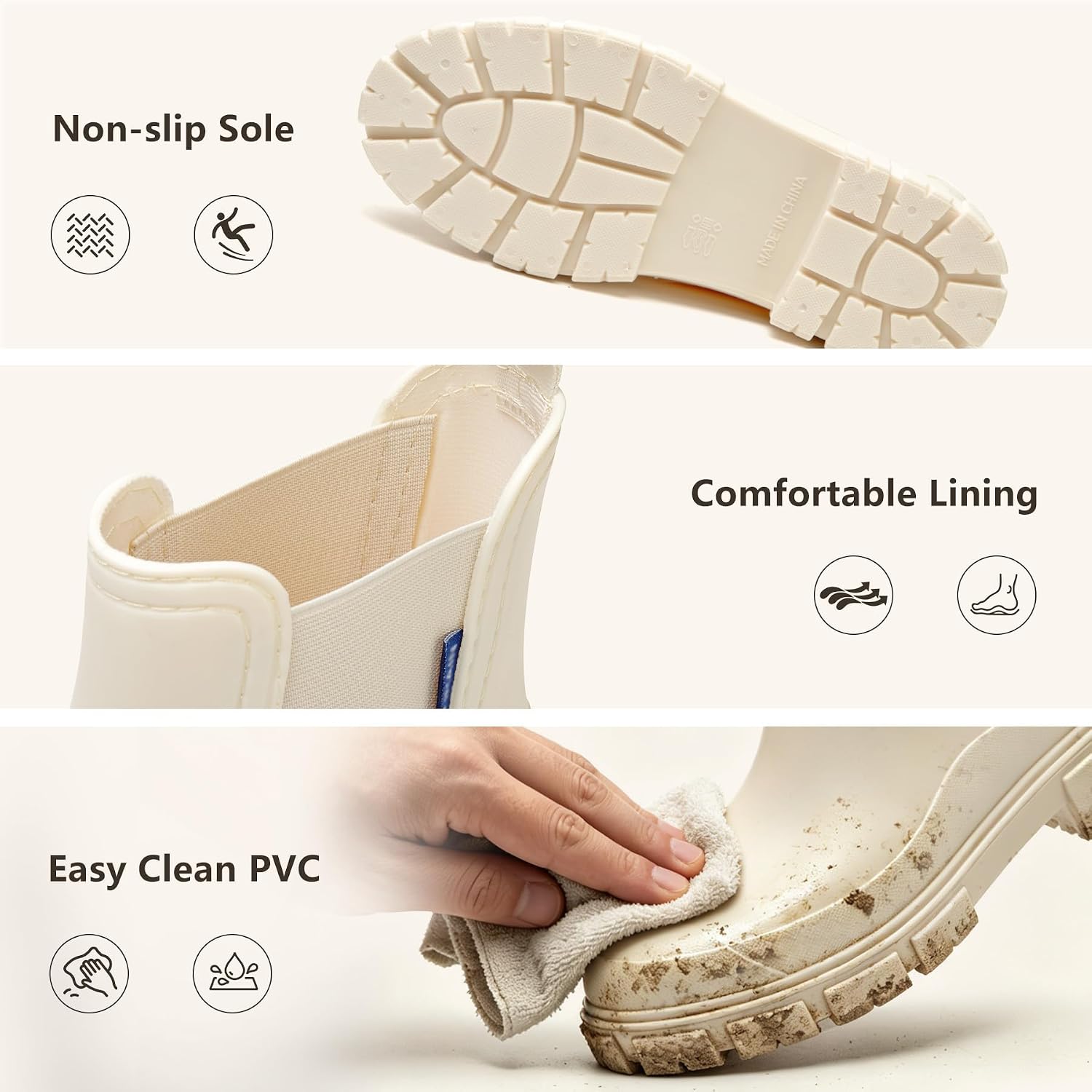 XZV Rain Boots Women Ankle Chelsea Boots Lightweight Non Slip Rubber Garden Boots for Women Slip On Outdoor Work Booties