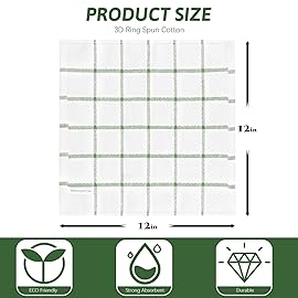 Nialnant 8 Pack Dish Cloths for Washing Dishes, 100% Cotton Reusable Cleaning Rag, Quick Drying Dish Towels for Kitchen,12x12 Inches,Green