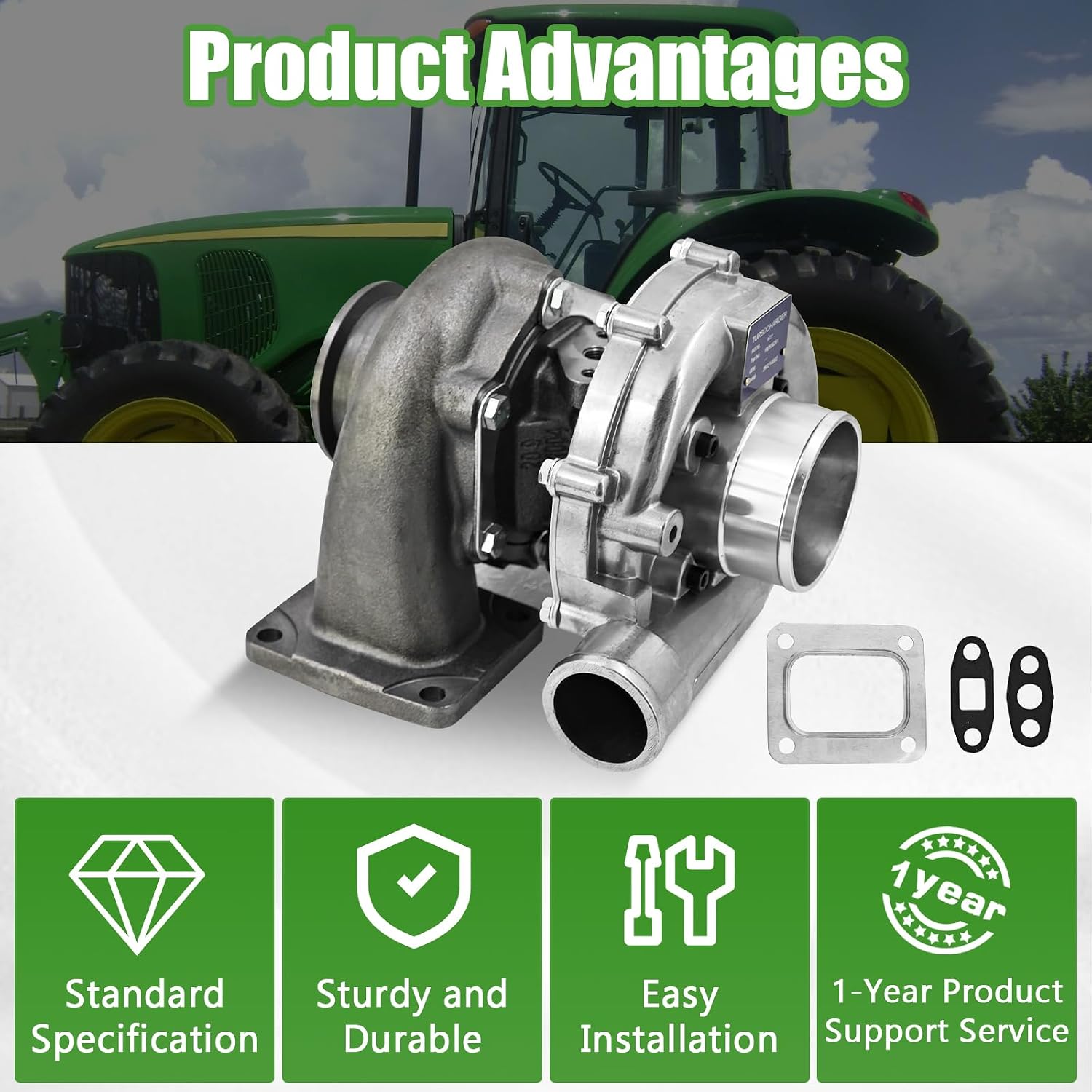 RE506261 Turbocharger Compatible with John Deere 4045 6068T Older Engine Models 3310 3410 6010 6110 6120 6205 6405 6415 6425 6505 6515 6520 6605 6615 6620 and Other Models Replaces# RE500287