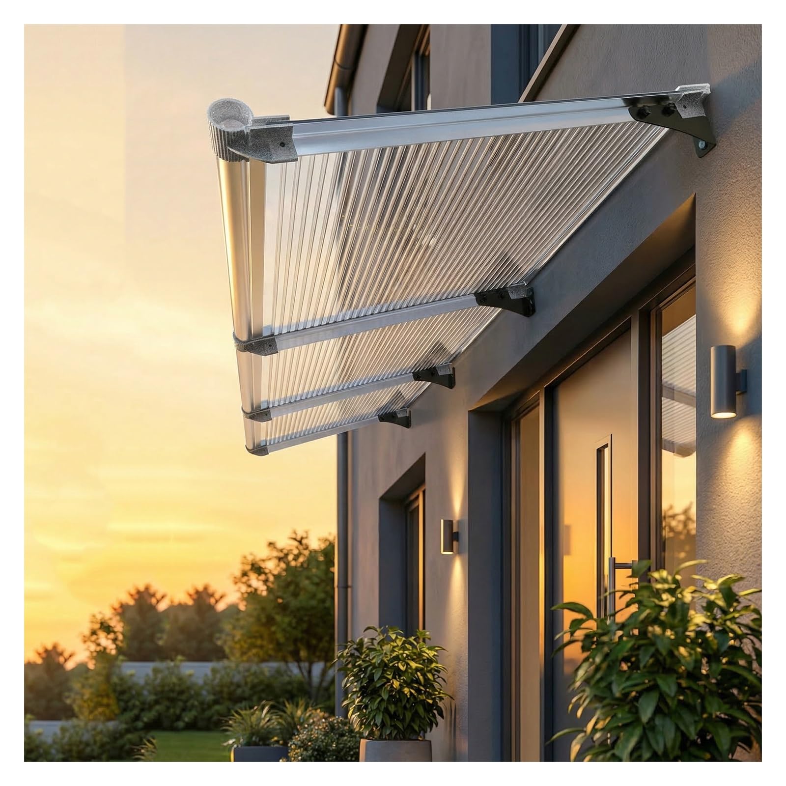 Auvent en polycarbonate pour porte d'entrée et fenêtre protection pluie