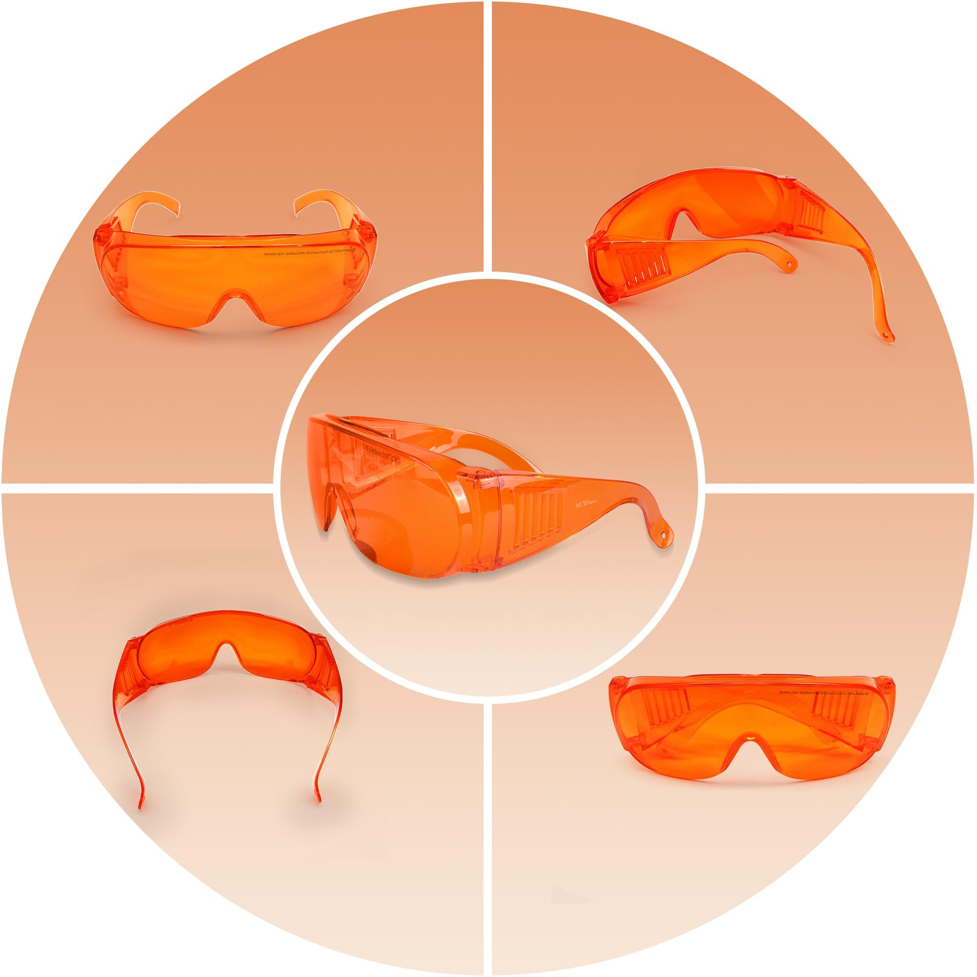 MCWlaser 190-540nm Laser Safety Goggle Glasses OD7+ For UV light Violet Blue Green Laser 405nm 445nm 450nm 473nm 532nm Style 6
