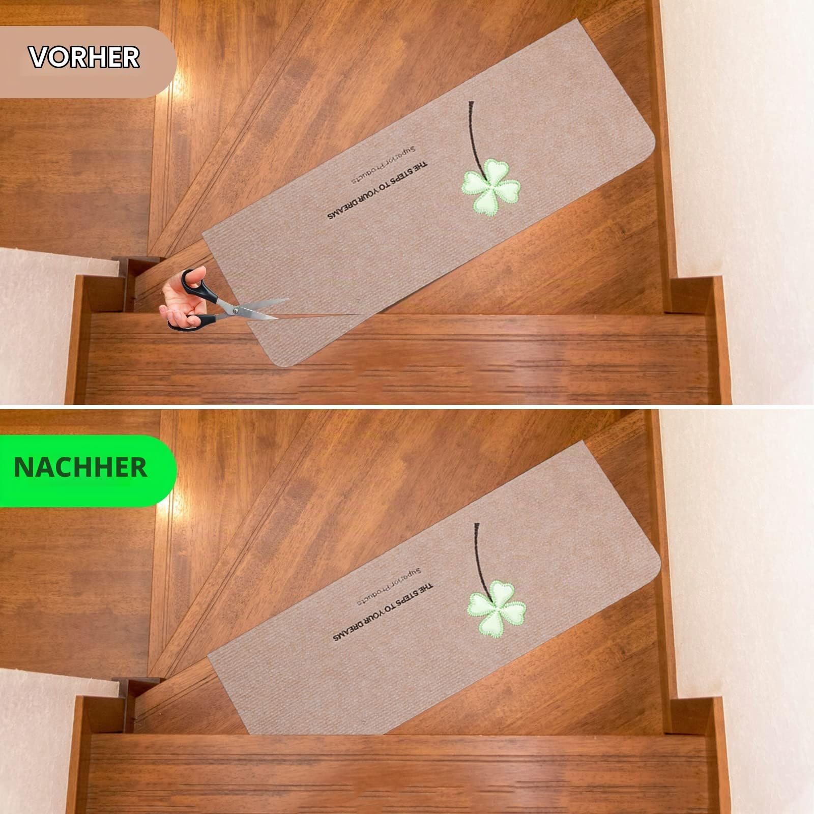 15PCS Treppenstufen Matten Stufenmatten, Treppenmatten Selbstklebend Sicherheit Stufenteppich, Leuchten im Dunkeln Treppenmatten Stufenteppich Treppenvorleger für Kinder Älteste 22 X55 cm(02)