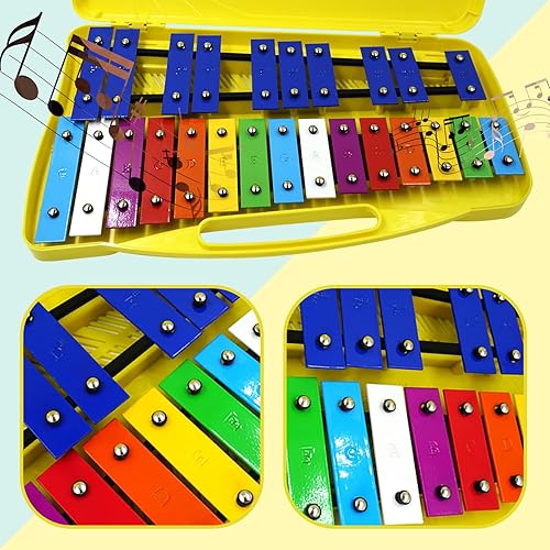Miniatura 7 de Soulmate Xilófono, xilófono Glockenspiel de 25 notas para niños, juguete musical, llaves de metal, xilófono profesional para principiantes,