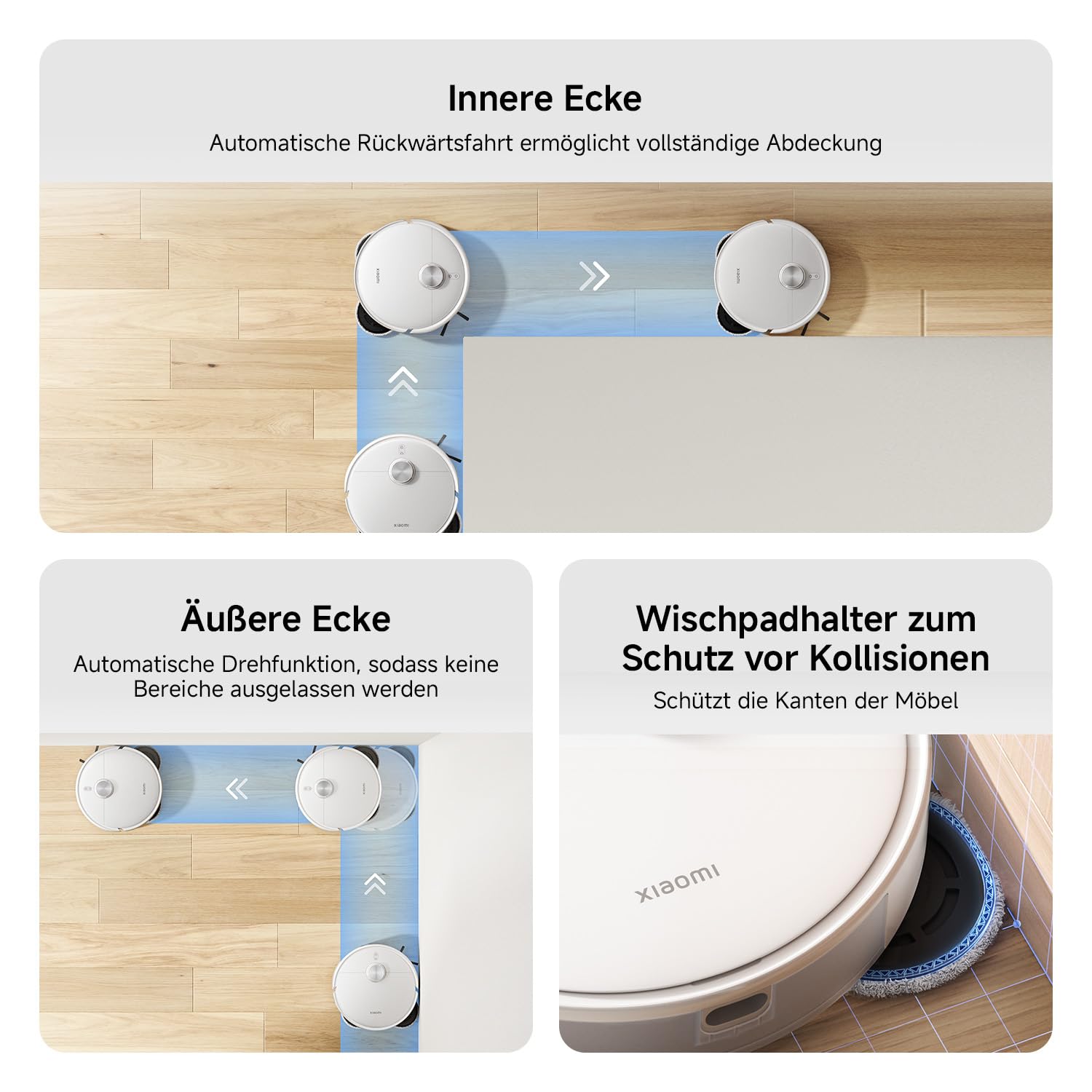 XIAOMI Vacuum S40 Pro, intelligenter Roboterstaubsauger und Mopp, selbstdehnende Seitenbürsten, Saugleistung von 15000 Pa, Hartboden und Teppich, Fernbedienung über App
