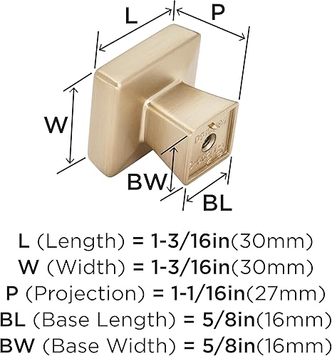 Miniatura 6 de Amerock Pomo de gabinete  Bronce champán  Longitud de 1-316 pulgadas (1.181 in)  Roca negra  Paquete de 2  Perilla de cajón  Herrajes para gabinete
