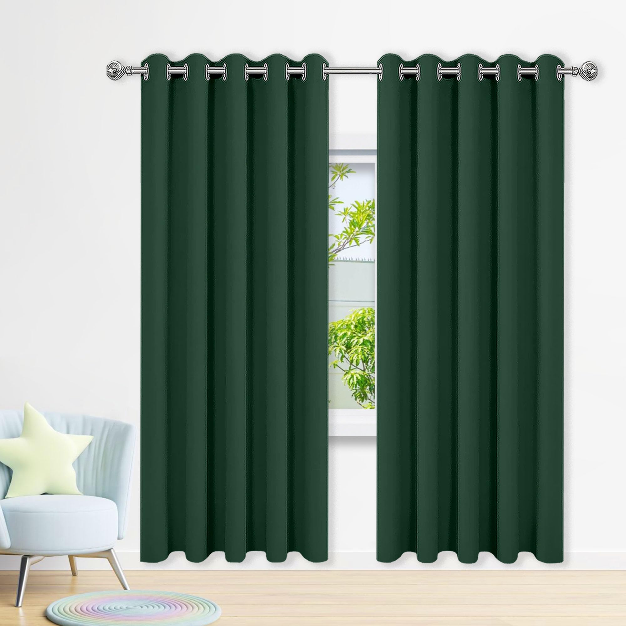 Rideaux bloquer lumière occultants rideau 220x430 cm vert foncé pour isoler la chambre