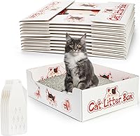 Lawei 8-Pack Disposable Foldable Cat Litter Boxes with Scoops - Portable Waterproof Travel Trays for Cats & Small Pets, 14.8x11.6x4.7in