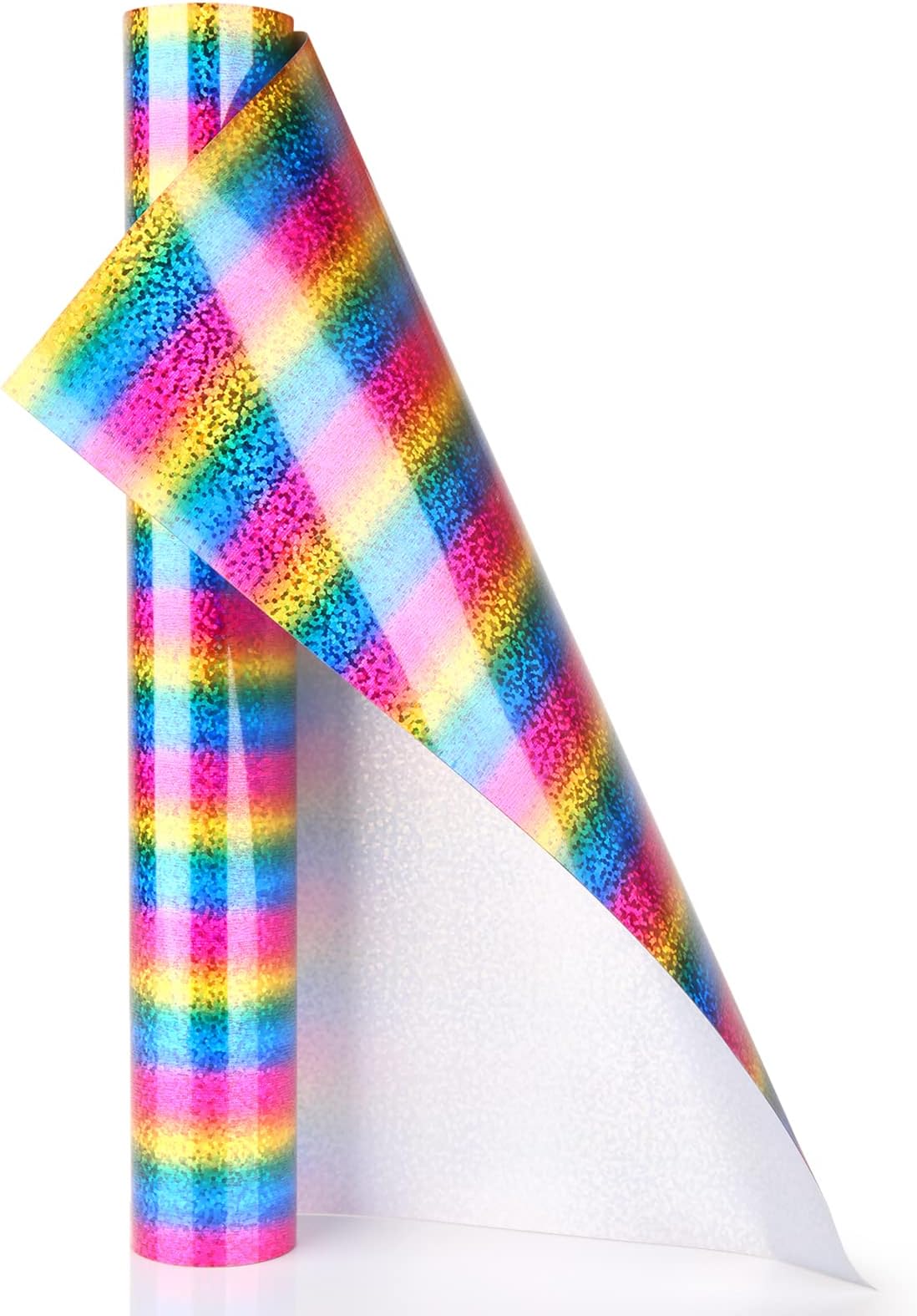 YURROAD Glitter Heat Transfer Vinyl, 40" x 9.8" Glitter HTV Vinyl for T-Shirts, Rainbow Glitter Iron on Vinyl for Cloth, Fabric - Glitter Rainbow Vinyl
