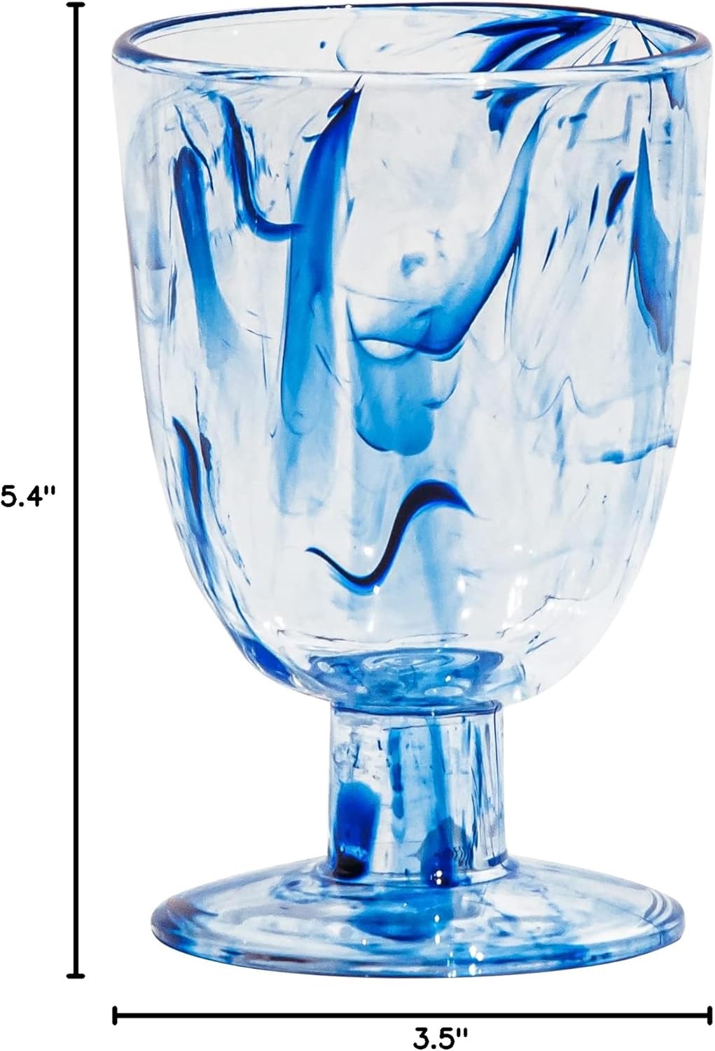 Aegean 14 oz Durable Acrylic Wine Glasses, Shatter-Resistant and Dishwasher-Safe Indoor/Outdoor Drinkware, Glass for Wine, Sangria, and Spritzers - Blue - Set of 6