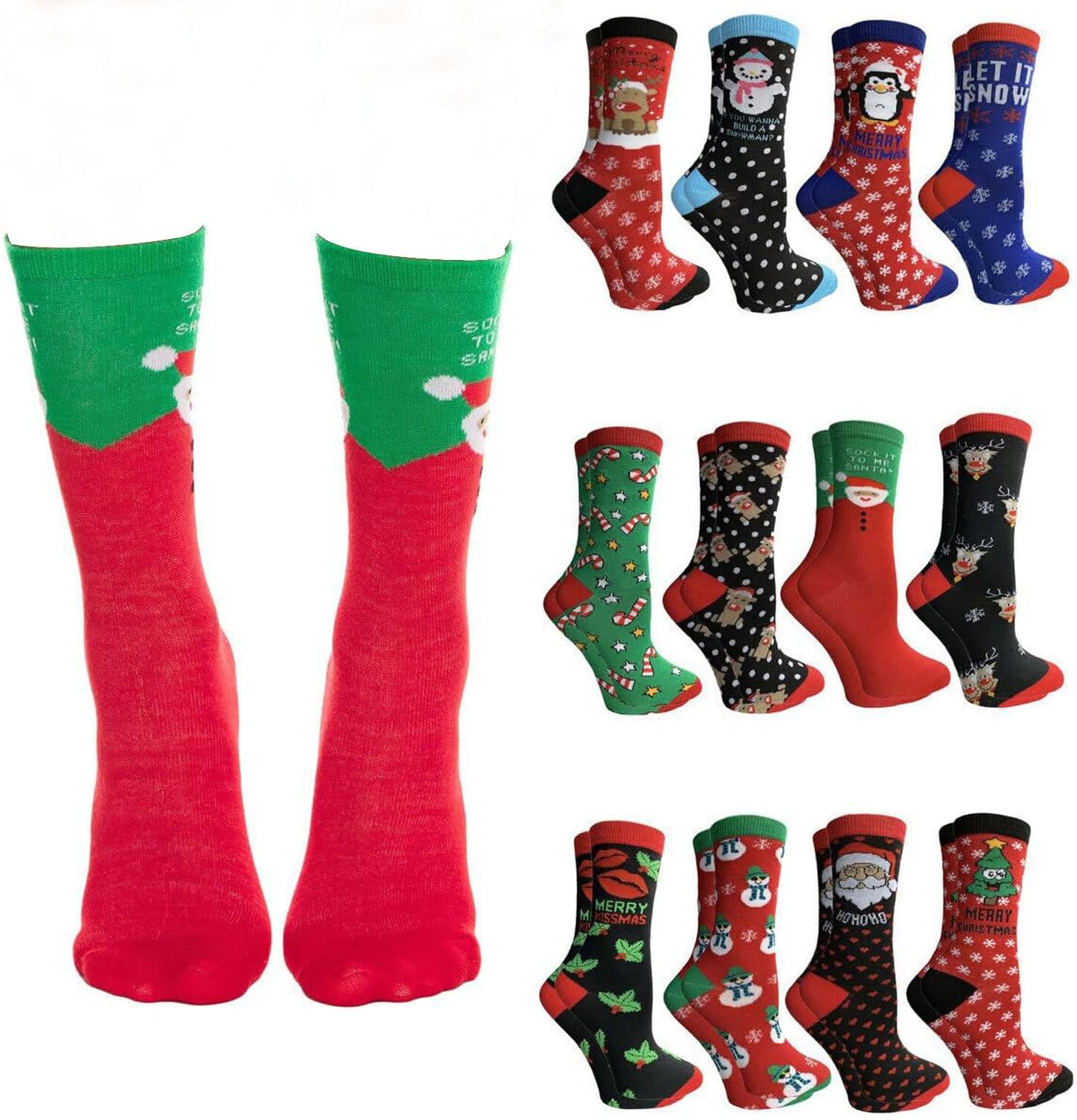Yacht & Smith 12 Pairs Christmas Fuzzy Socks, Womens Holiday Slipper Sock, Furry, Bulk Gift Holiday Stocking Stuffer