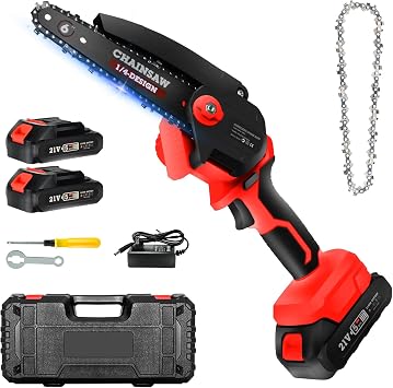 Mini Chainsaw Cordless, 6 Inch Electric Chainsaw 21V Batteries