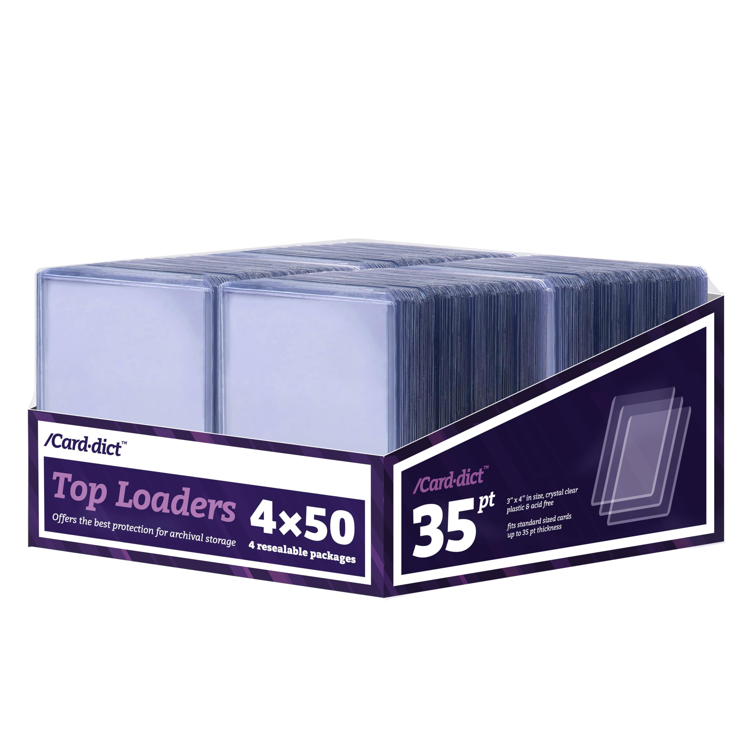 200ct Top Loaders Compatible with Trading Card 35pt 3” x 4“ Rigid Sports Cards Protectors, Hard Plastic Sleeves Toploader for MTG, Yugioh, Baseball, Sports Game Card (200ct Top Loaders)