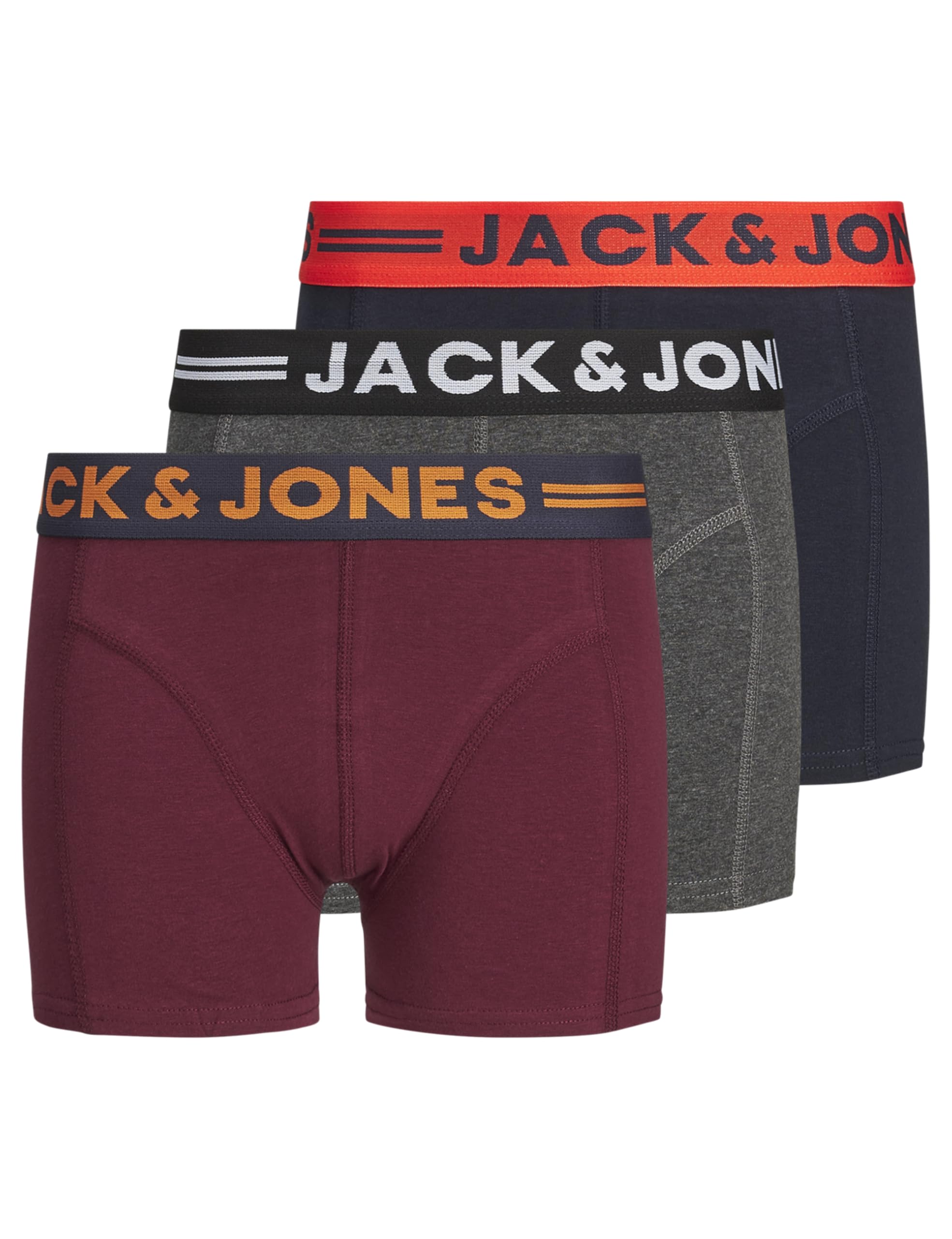 JACK & JONES Boy's Jaclichfield Trunks 3 Pack Noos Jr Boxer Shorts, Dark Grey Melange, 164 Regular