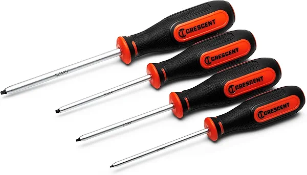 Crescent ‎CRESCENT 4 Piece Square Screwdriver Set, Square S0x4"", S1x4"", S2x4"", and S3x5 - CSQSET4PC