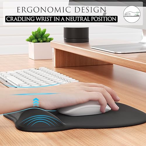 Miniatura 105 de MROCO Alfombrilla ergonómica para mouse con reposamuñecas de gel, cómoda alfombrilla de mouse con superficie de soporte de muñeca suave y base