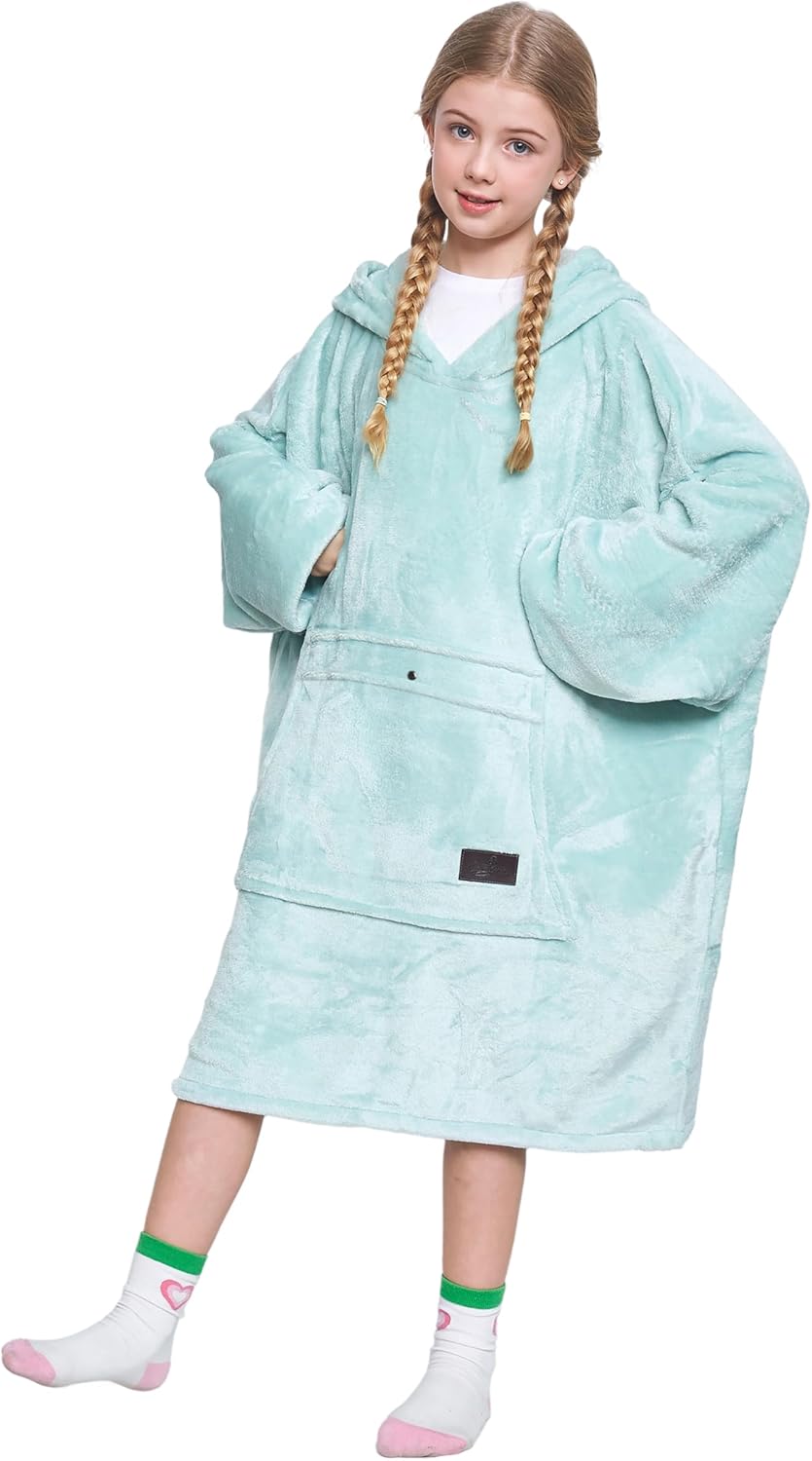 Catalonia Oversized Blanket Hoodie Sweatshirt for Kids, Wearable Fleece Pullover with Large Front Pocket, Teen Boys Girls Gift