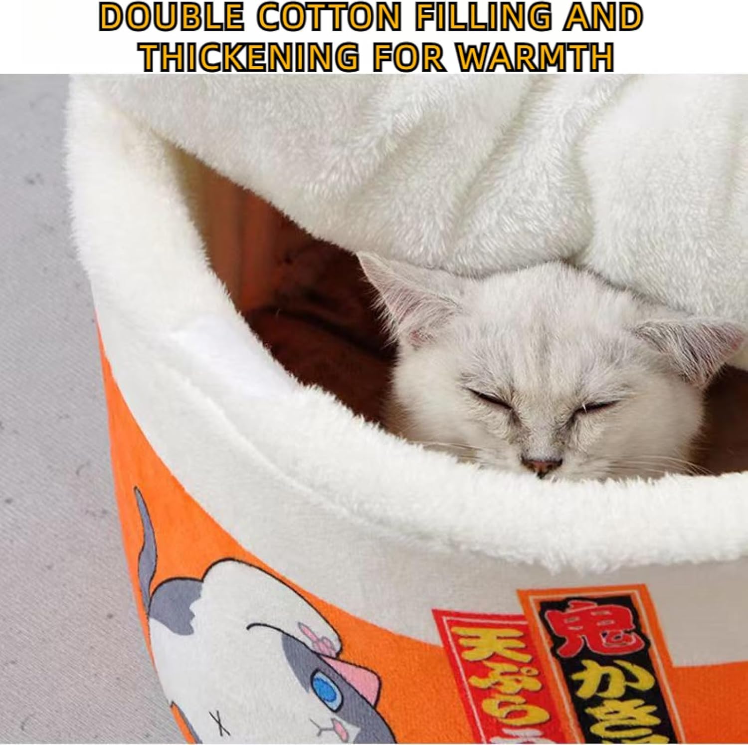 review Serrated Ramen Cat Bed Dog Bed - Instant Noodle Shaped Pet Couch, Soft and Comfortable Pet Nest, Detachable Multifunctional Plush Pet Bed for Small Cats and Dogs Msize50X20CM(within20pounds)