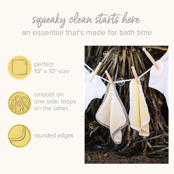 Burt's Bees Baby Infant Washcloths, 100% Organic Cotton 9x9 in, 3-Pack | Soft, gentle knit terry 100% organic cotton wash cloths are the perfect bath time essential