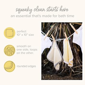 Burt's Bees Baby Infant Washcloths, 100% Organic Cotton 9x9 in, 3-Pack | Soft, gentle knit terry 100% organic cotton wash cloths are the perfect bath time essential