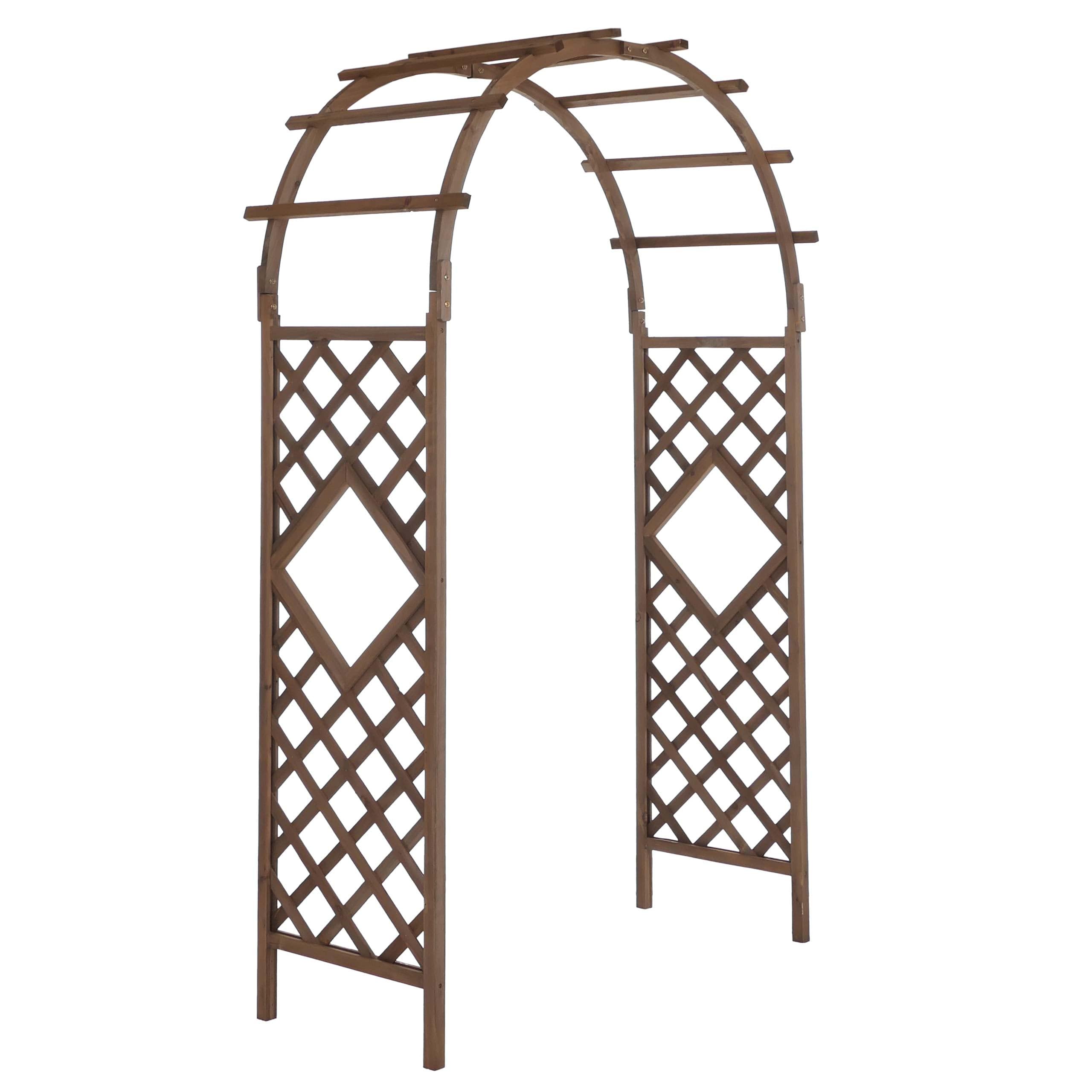 Mendler Rosenbogen HWC-Q20, Rankgitter Rosenspalier Rankhilfe Torbogen Garten Holz FSC®-Zertifiziert 210x126x60cm - Dunkelbraun