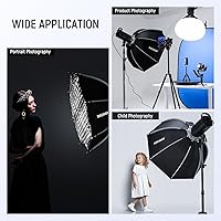 Vista 7 de NEEWER 35"/90cm Octagonal Softbox, Quick Release Bowens Mount Softbox with Honeycomb Grid, Light Diffusers, Bag for RGB CB60 CB60B CB200B MS60B