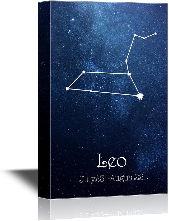 wall26 - 12 Zodiac Signs Constellation Canvas Wall Art - Leo - Gallery Wrap Modern Home Art | Ready to Hang - 32x48 inches