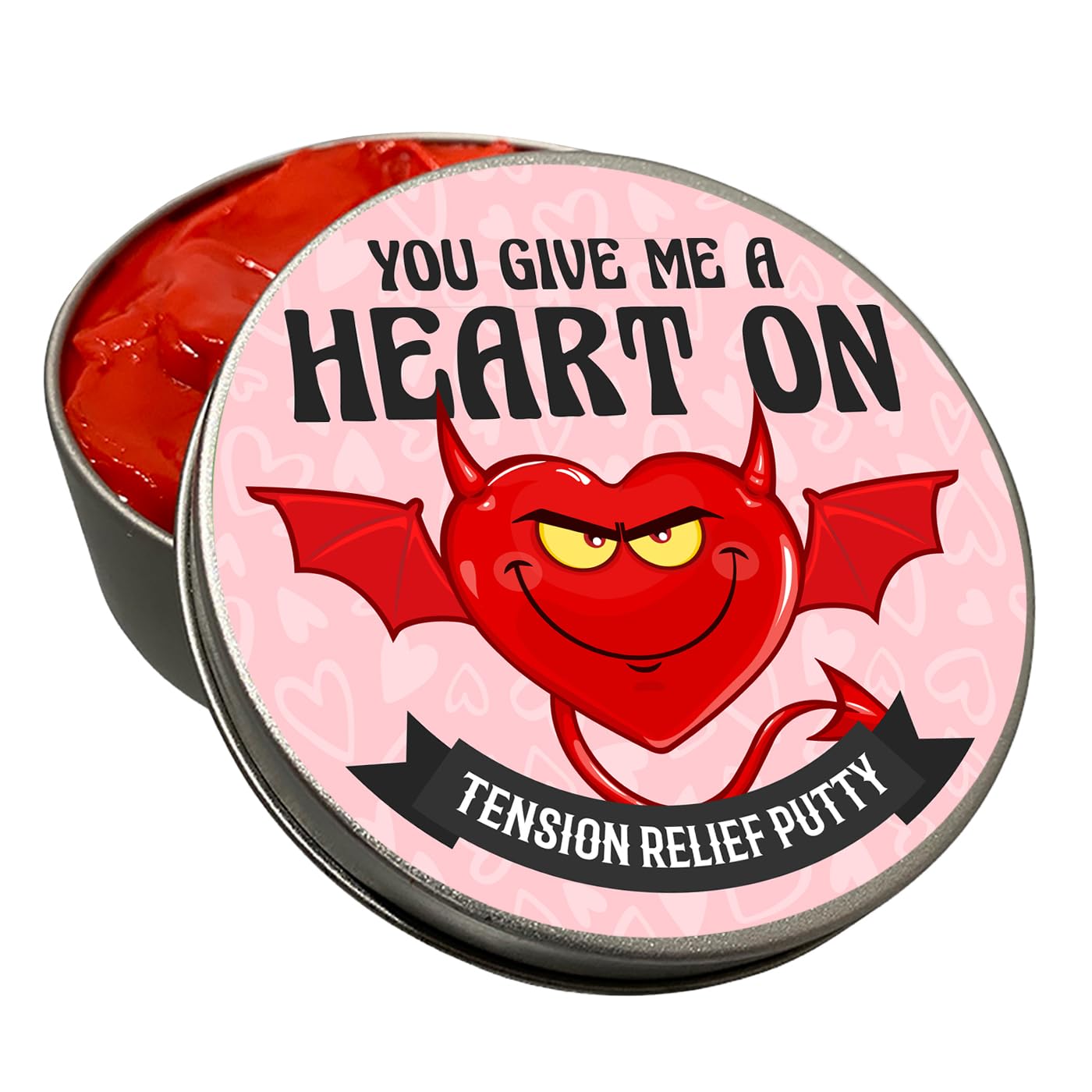 Heart On Funny Stress Putty - Hilarious Gag Gift for Adults - Stress Relief Therapy Dough for Creative Play - Fun Stocking Stuffer for Couples, Him or Her - Red Fidget Toy