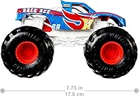 Vista 4 de Hot Wheels Monster Trucks Toy Truck, Oversized 1:24 Scale Die-Cast Race Ace for Kids & Collectors