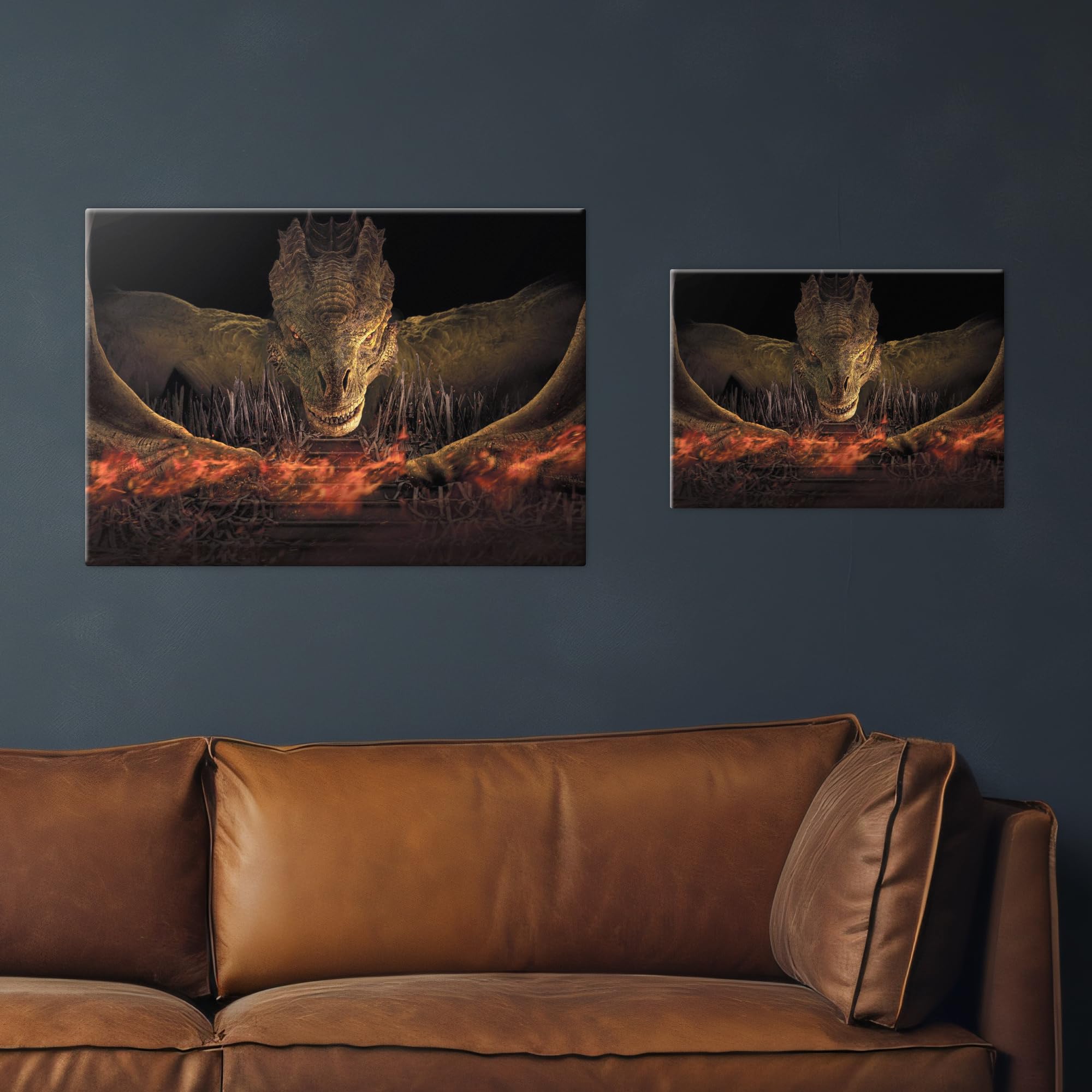 Displate Metall poster House of the Dragon Syrax Größe M | Bilder Wanddeko Wohnzimmer & Schlafzimmer Wandbilder, Geschenk. Wandkunst mit Magnet-Befestigung, ohne Bohren.