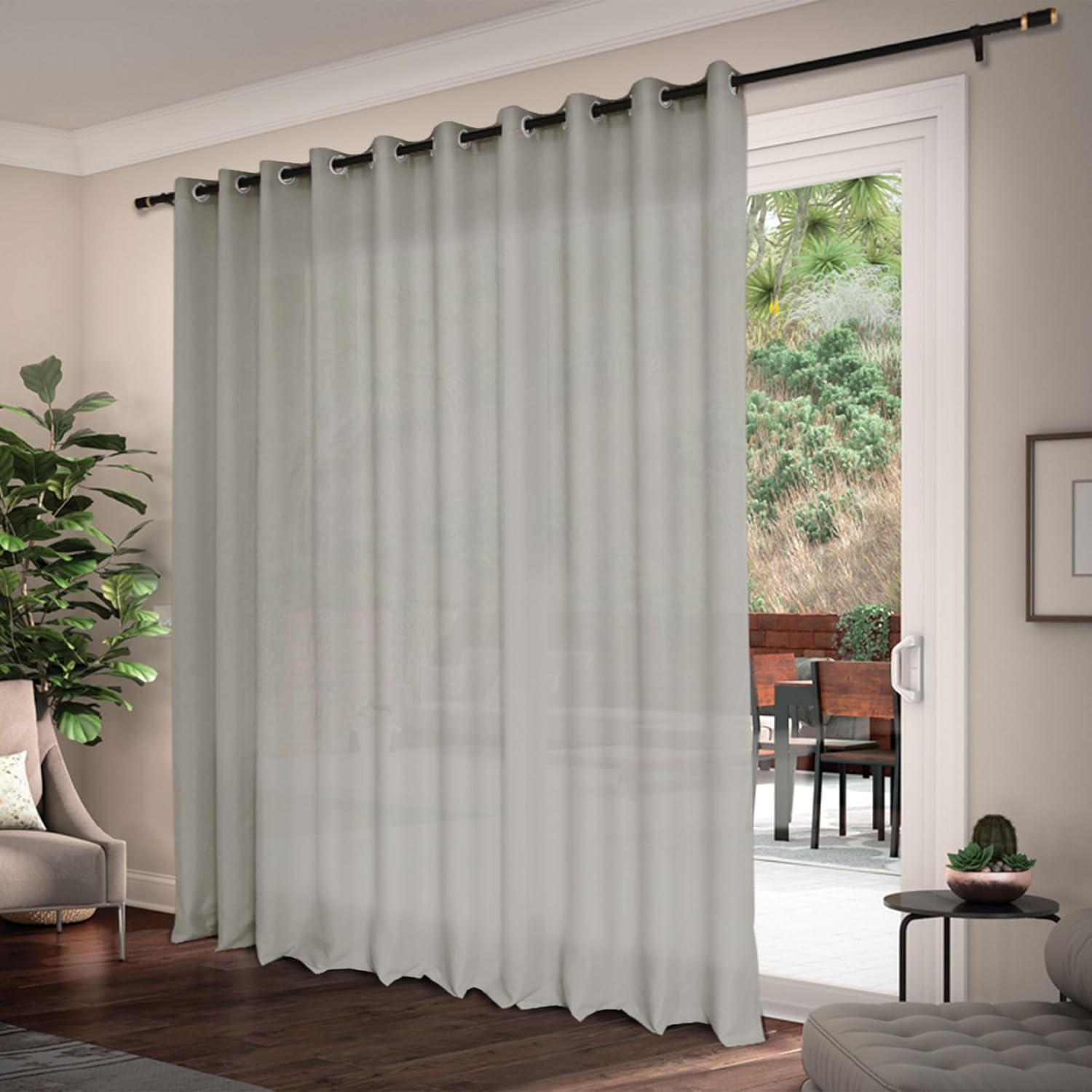 Macochico Linen Grommet Curtains Room Divider Privacy Protect Grommet Drapes for Bedroom Dining Room Office Business Area (Grey, 84''W x 96''L, 1 Panel)