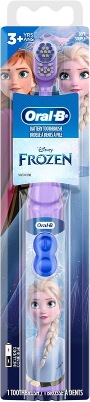 Oral-B Kids Cepillo de dientes eléctrico con batería con Disney's Frozen para niños y niños pequeños a partir de 3 años, suave (los caracteres pueden variar), paquete de 4