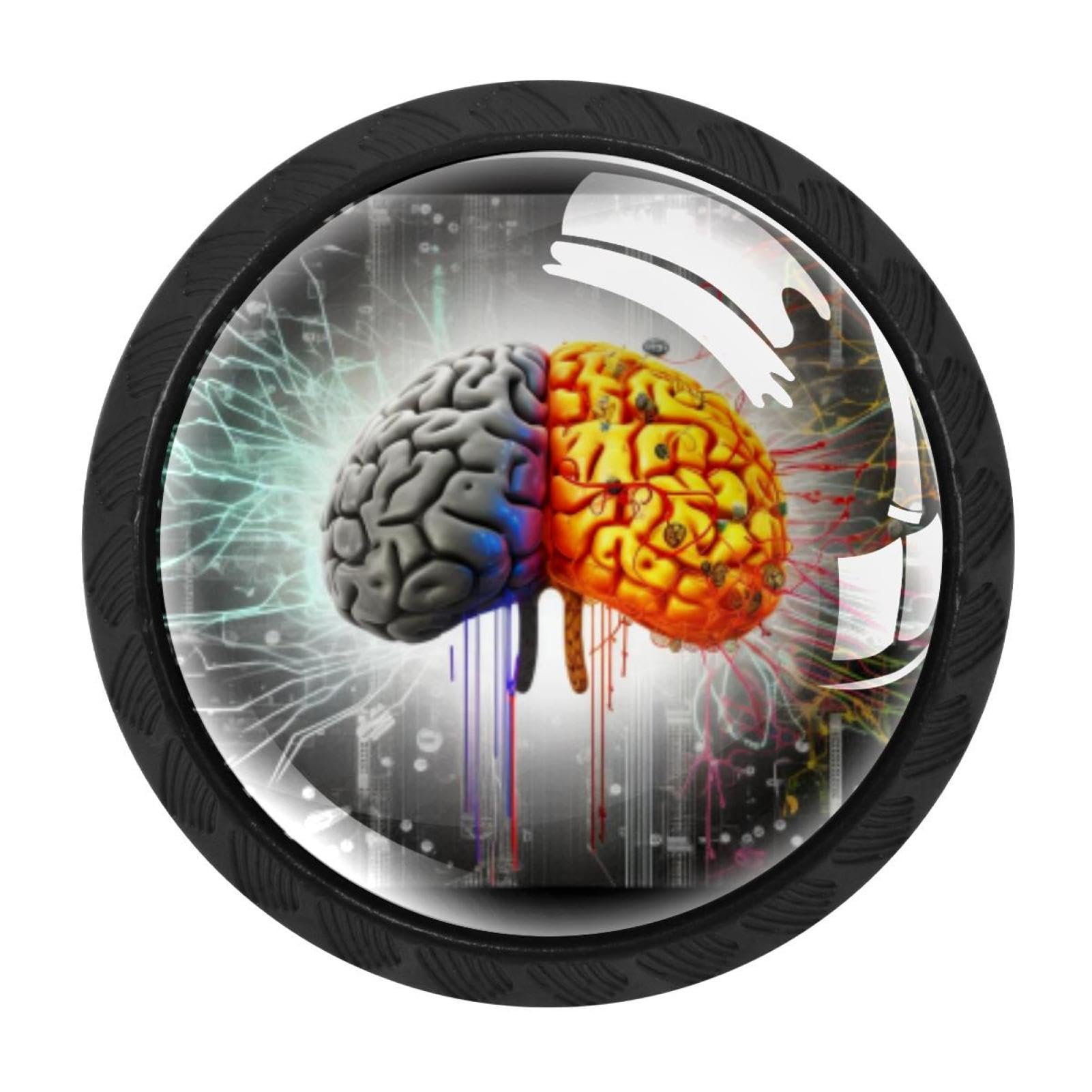 Chenzzzz Multicolored 03 4 Pieces Round Cabinet Knobs Mathematical Engineering Brain Dresser Knobs Pulls Handles With Screws For Drawer Pulls Handles Knobs Door Knobs