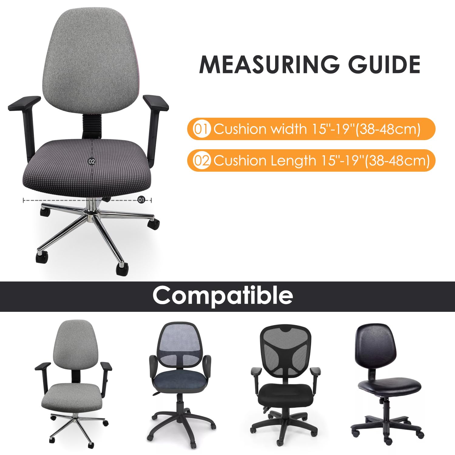 Yikko Elastic Stretch Spandex Chair Seat Covers Slipcovers Washable fit for Office Chairs,Dining Room Chairs,Bar Wedding Party Decor (4 - Image 3